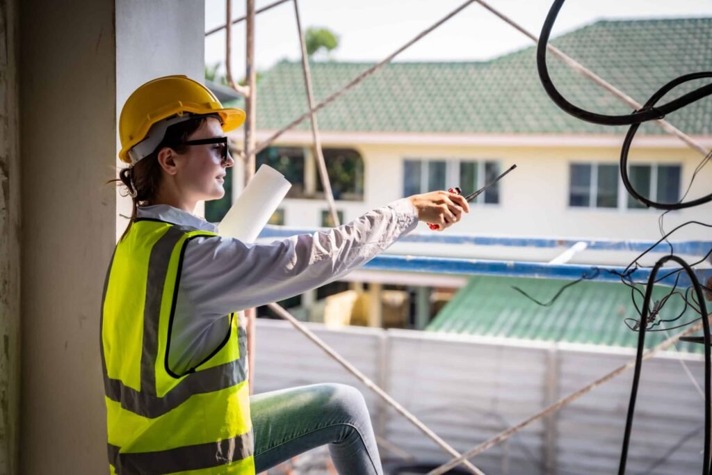 Werkvoorbereider controleert elektrotechnische bekabeling op locatie